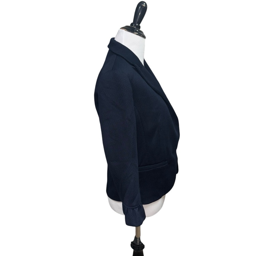 Amanda + Chelsea Women's Cropped Blazer in Size 4 Blue Waffle Fabric Ruffles - Picture 5 of 8
